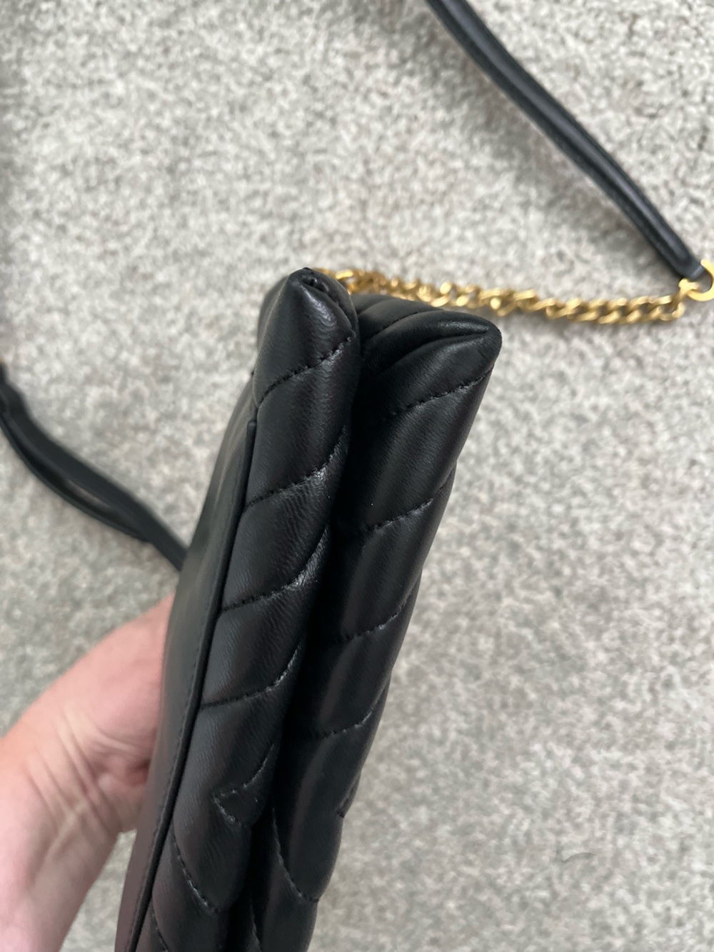 EUC Quince Black Quilted Crossbody with Gold Chain - Picture 7 of 16